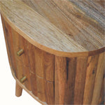 Mellen Fluted Bedside Table with 2 Drawers, Small - Natural Bedside Tables - Bokel Home