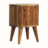 Mellen Fluted Bedside Table with 2 Drawers, Small - Natural Bedside Tables - Bokel Home