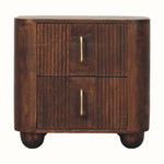 Merrick Fluted Bedside Table with 2 Drawers, Medium - California Walnut Bedside Tables - Bokel Home