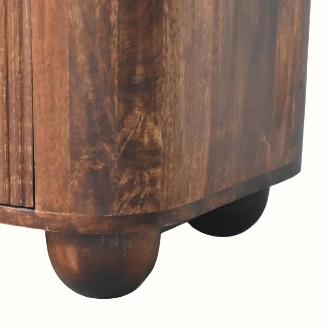 Merrick Fluted Bedside Table with 2 Drawers, Medium - California Walnut Bedside Tables - Bokel Home