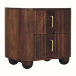 Merrick Fluted Bedside Table with 2 Drawers, Medium - California Walnut Bedside Tables - Bokel Home