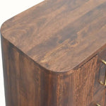 Merrick Fluted Bedside Table with 2 Drawers, Medium - California Walnut Bedside Tables - Bokel Home