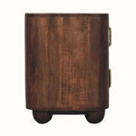 Merrick Fluted Bedside Table with 2 Drawers, Medium - California Walnut Bedside Tables - Bokel Home