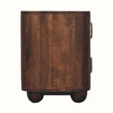 Merrick Fluted Bedside Table with 2 Drawers, Medium - California Walnut Bedside Tables - Bokel Home