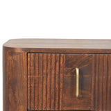 Merrick Fluted Bedside Table with 2 Drawers, Medium - California Walnut Bedside Tables - Bokel Home