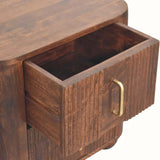 Merrick Fluted Bedside Table with 2 Drawers, Medium - California Walnut Bedside Tables - Bokel Home
