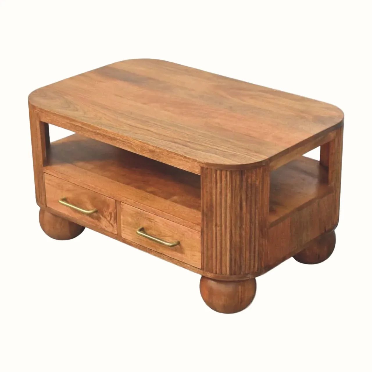 Merrick Fluted Coffee Table - Golden Teak Coffee Tables - Bokel Home