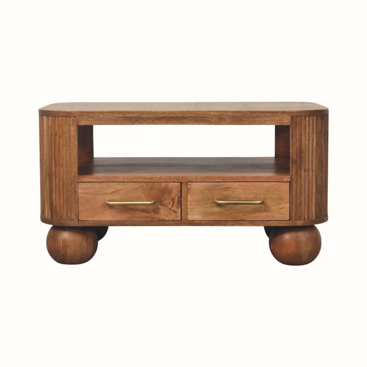 Merrick Fluted Coffee Table - Golden Teak Coffee Tables - Bokel Home