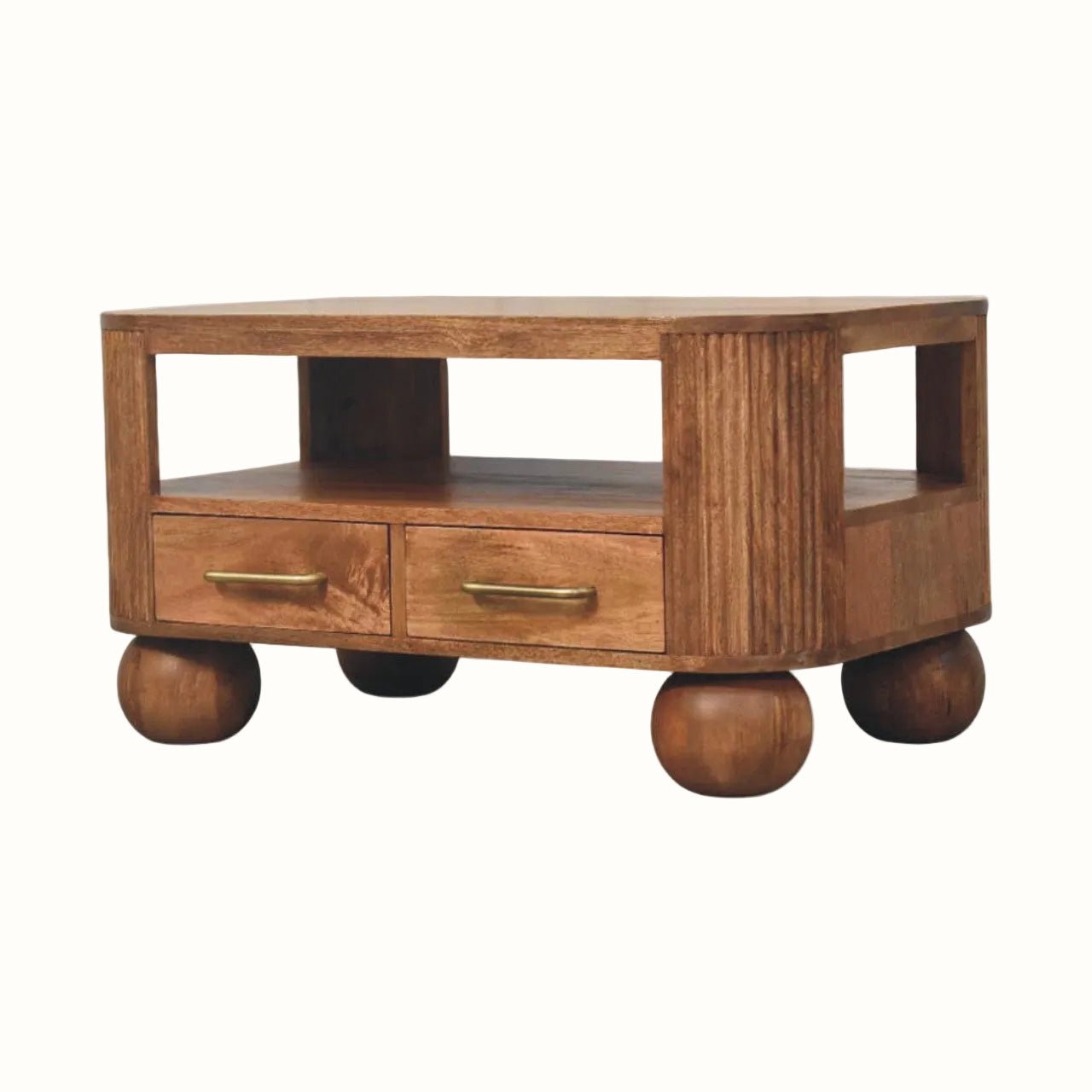 Merrick Fluted Coffee Table - Golden Teak Coffee Tables - Bokel Home
