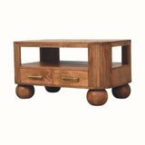 Merrick Fluted Coffee Table - Golden Teak Coffee Tables - Bokel Home