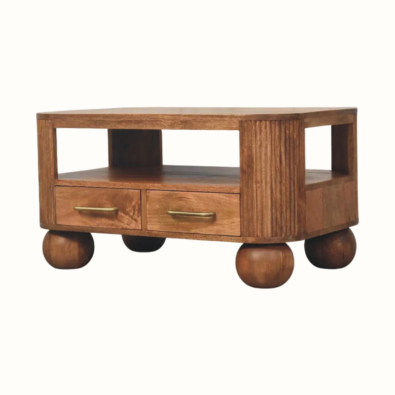 Merrick Fluted Coffee Table - Golden Teak Coffee Tables Bokel Home