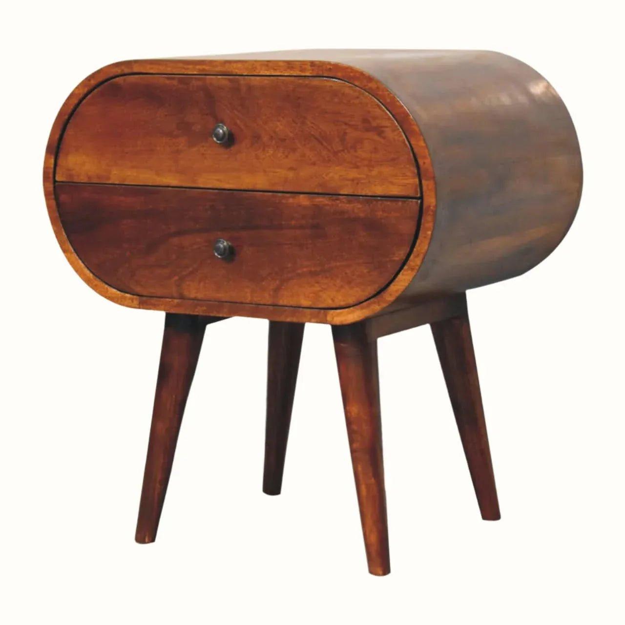 Merrill 2 Drawer Bedside Table, Large - Chestnut Bedside Tables - Bokel Home