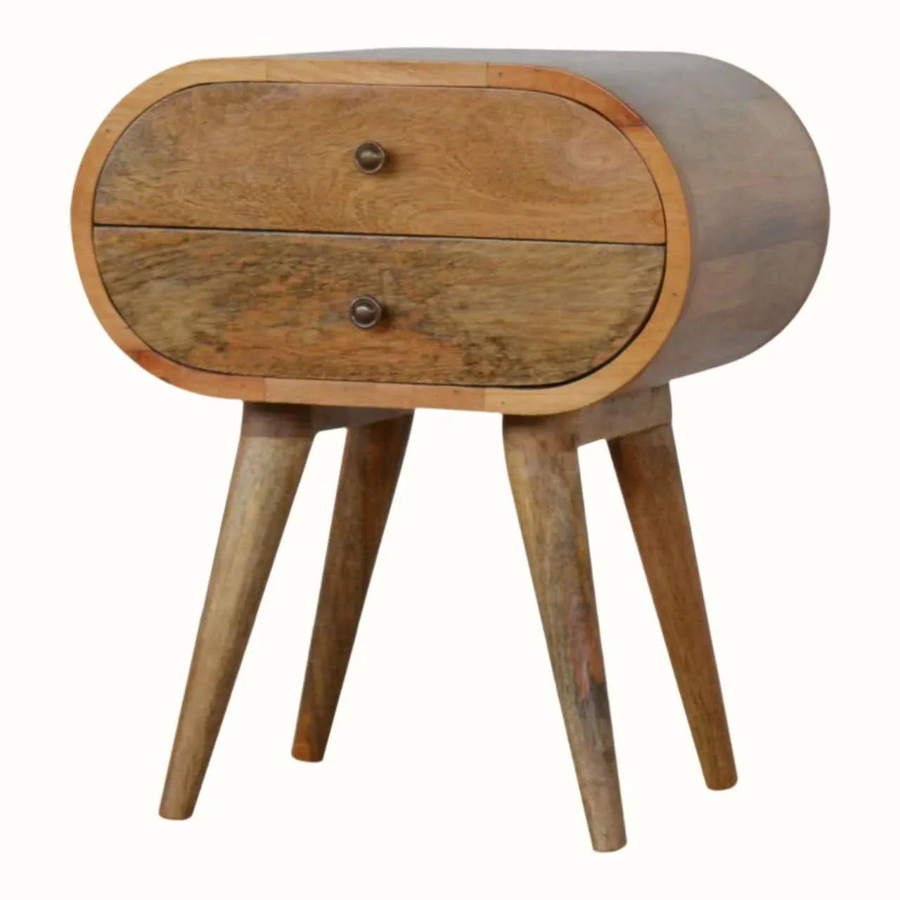 Merrill 2 Drawer Bedside Table, Medium - Natural Bedside Tables - Bokel Home