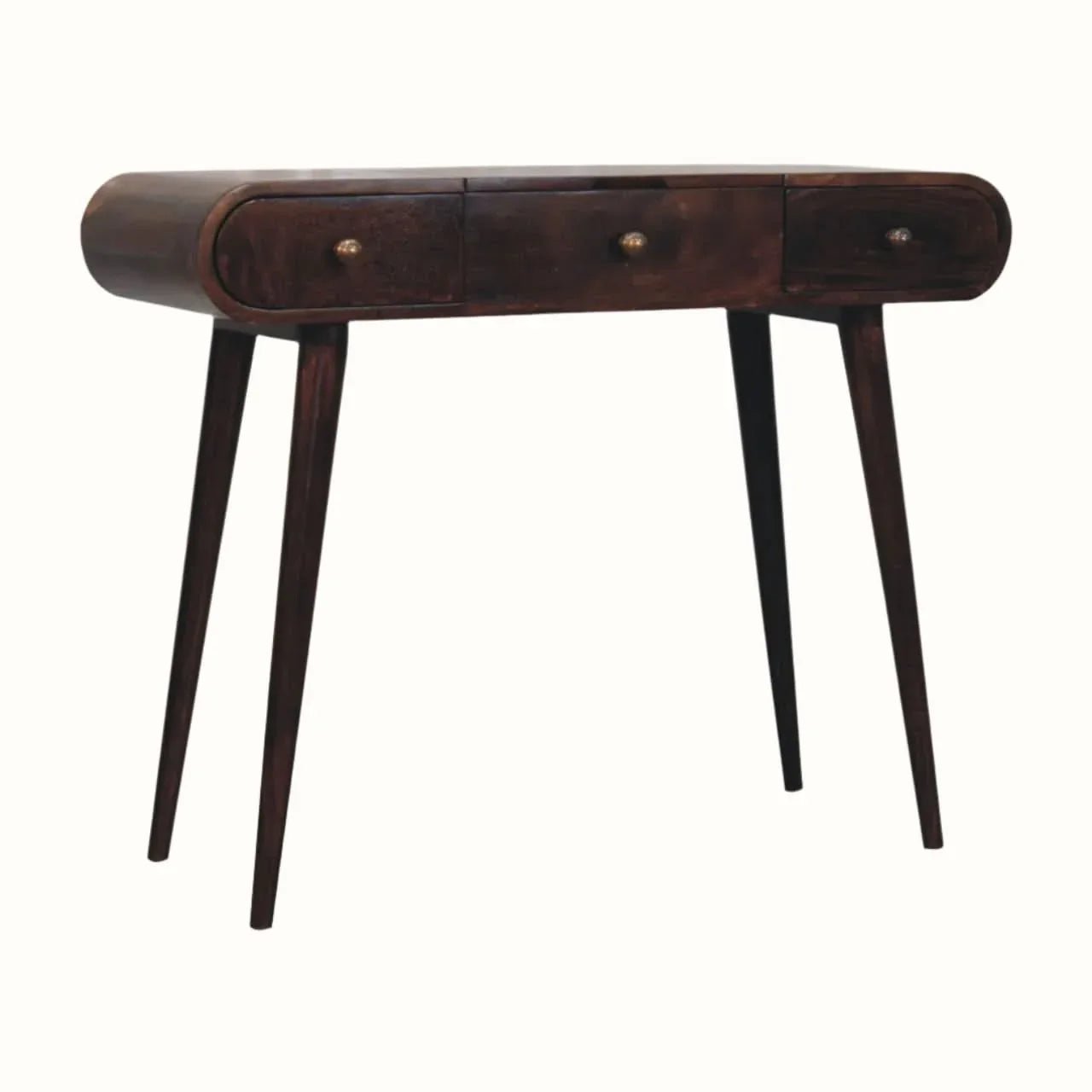 Merrill Dressing Table with Foldable Mirror, Medium - California Walnut Dressing Tables - Bokel Home