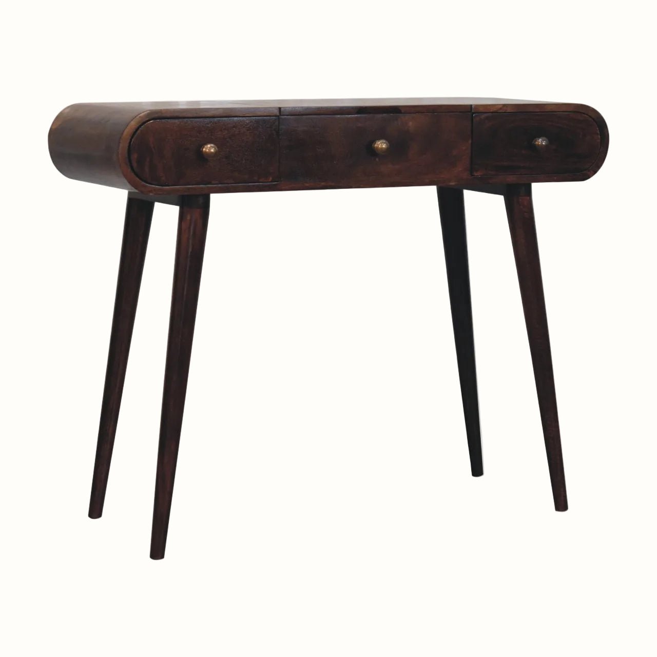 Merrill Dressing Table with Foldable Mirror, Medium - California Walnut Dressing Tables - Bokel Home