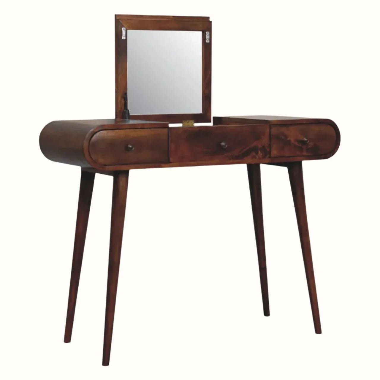 Merrill Dressing Table with Foldable Mirror, Medium - Chestnut Dressing Tables - Bokel Home