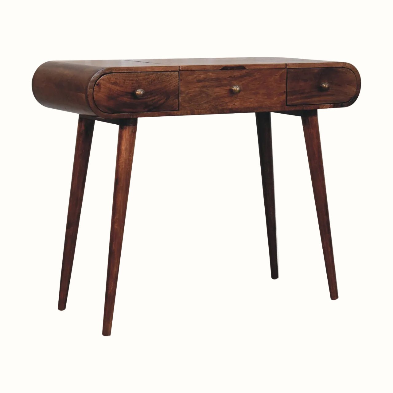 Merrill Dressing Table with Foldable Mirror, Medium - Honey Caramel Dressing Tables - Bokel Home