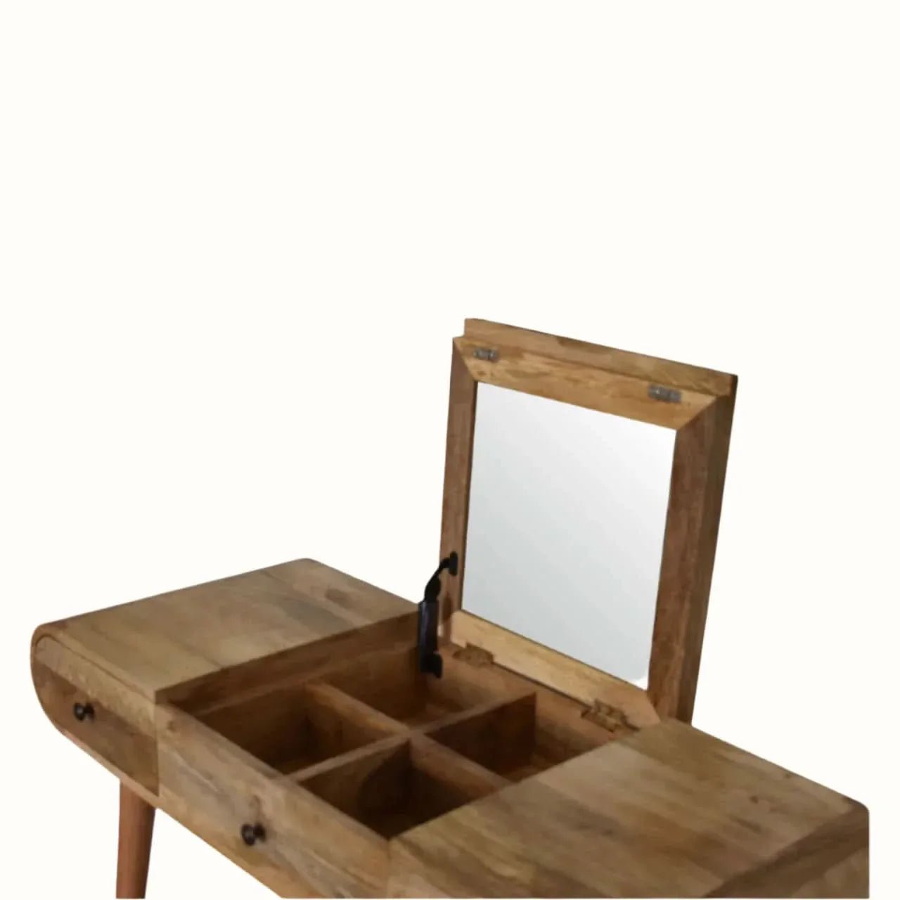 Merrill Dressing Table with Foldable Mirror, Medium - Natural Dressing Tables - Bokel Home