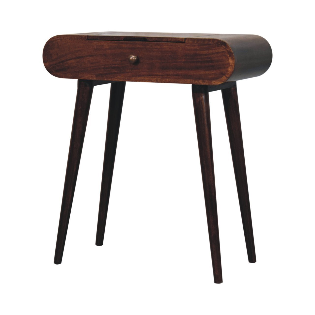 Merrill Dressing Table with Foldable Mirror, Small - California Walnut Dressing Tables - Bokel Home