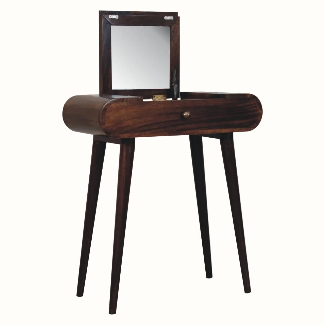 Merrill Dressing Table with Foldable Mirror, Small - California Walnut Dressing Tables - Bokel Home