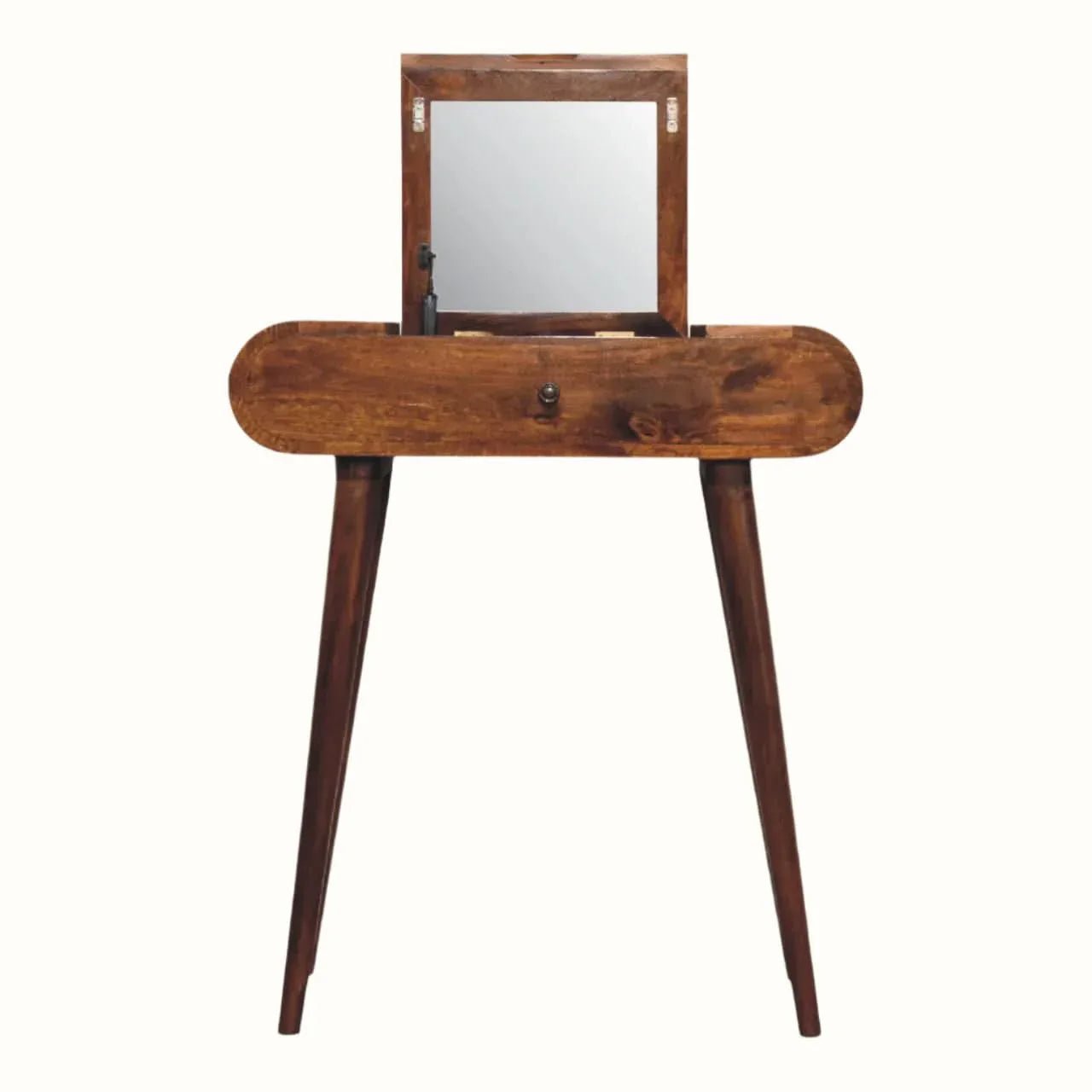 Merrill Dressing Table with Foldable Mirror, Small - Chestnut Dressing Tables - Bokel Home