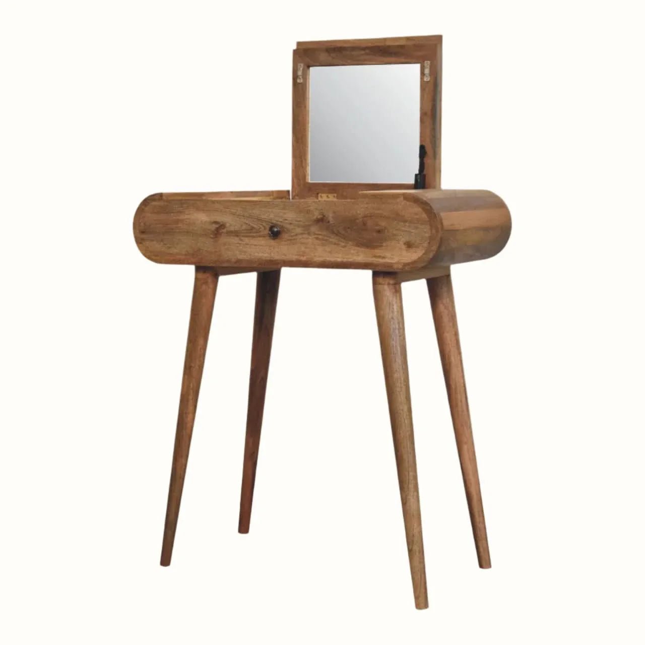 Merrill Dressing Table with Foldable Mirror, Small - Natural Dressing Tables - Bokel Home
