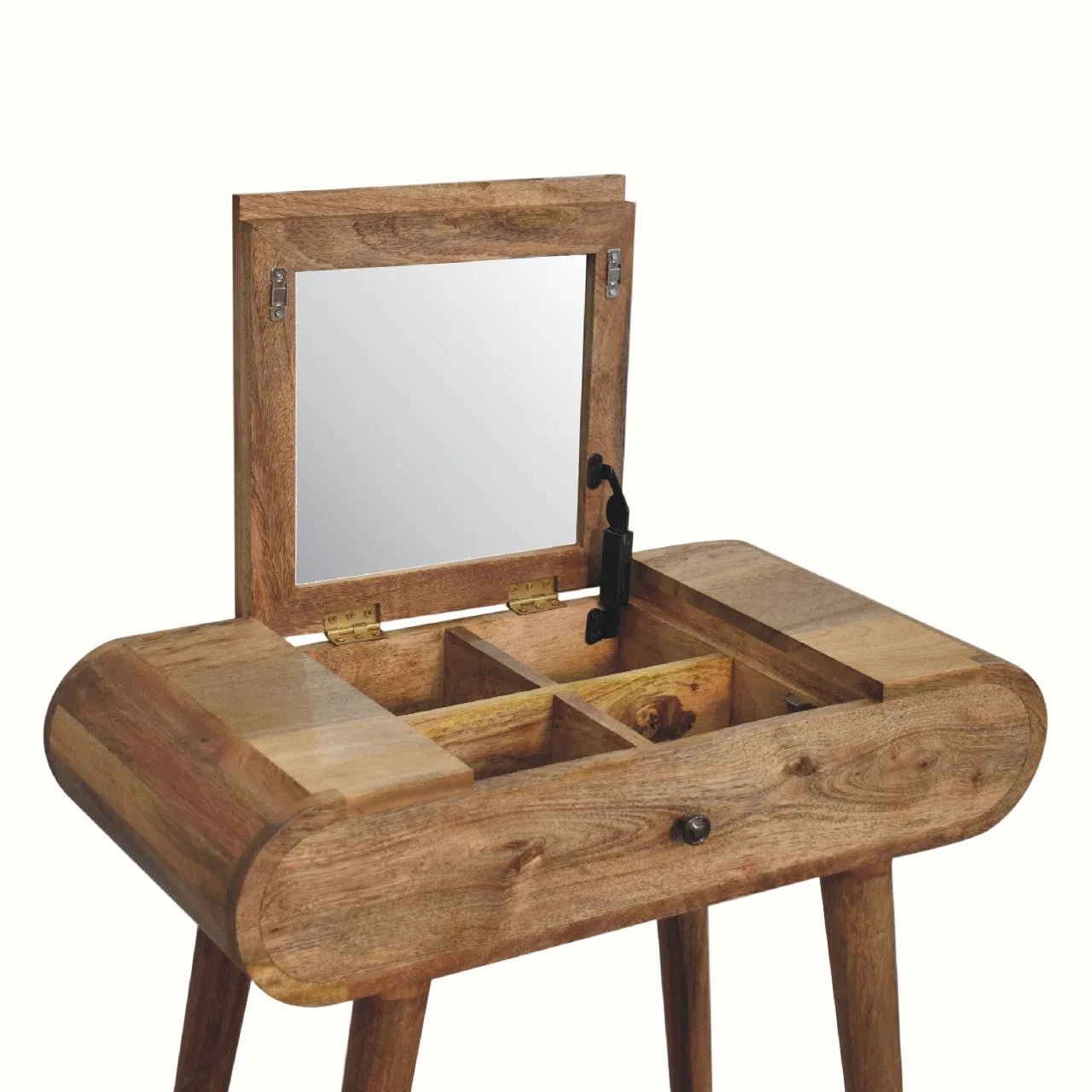 Merrill Dressing Table with Foldable Mirror, Small - Natural Dressing Tables - Bokel Home