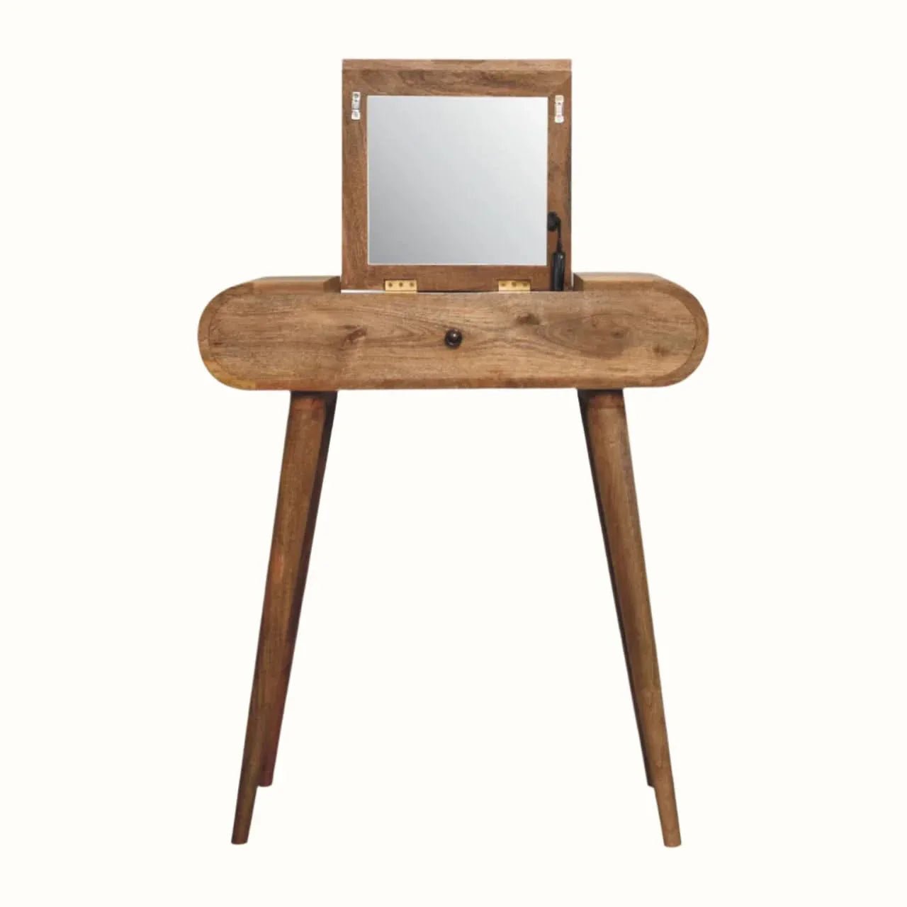 Merrill Dressing Table with Foldable Mirror, Small - Natural Dressing Tables - Bokel Home