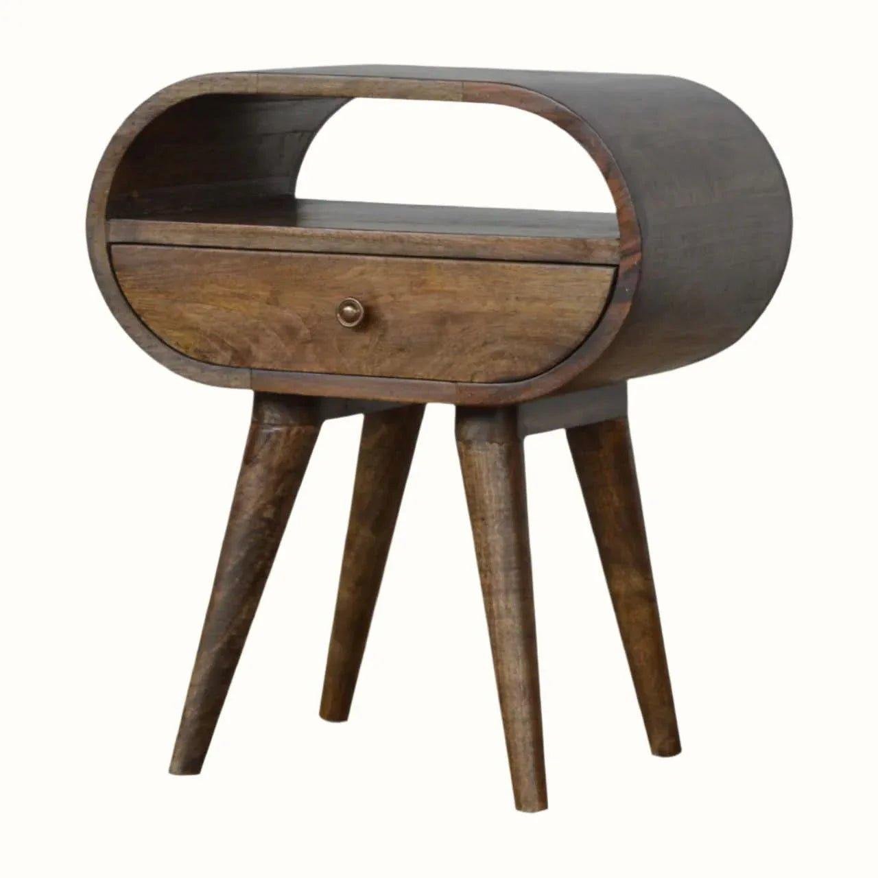 Merrill Open Bedside Table, Medium - Grey Wash Bedside Tables - Bokel Home
