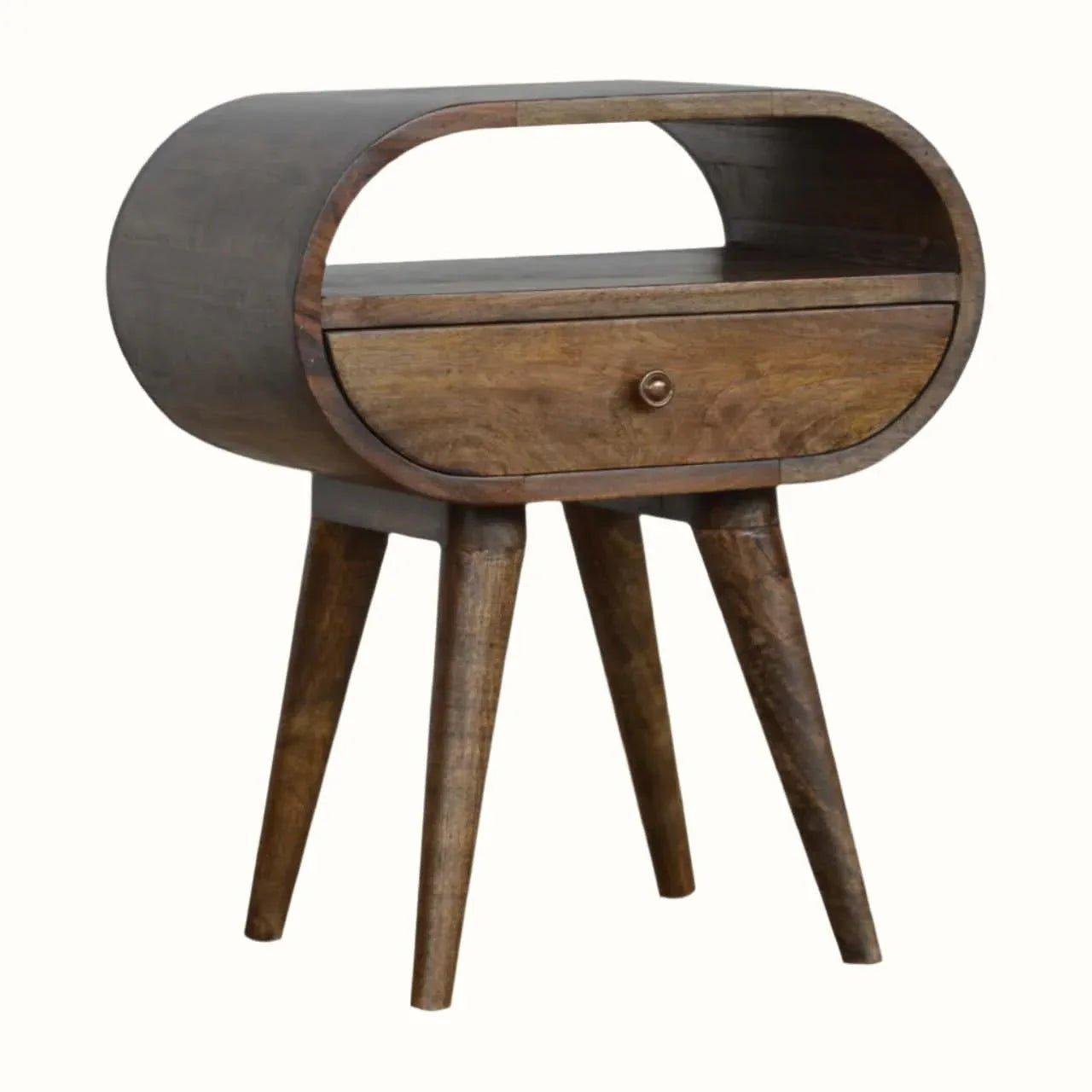 Merrill Open Bedside Table, Medium - Grey Wash Bedside Tables - Bokel Home