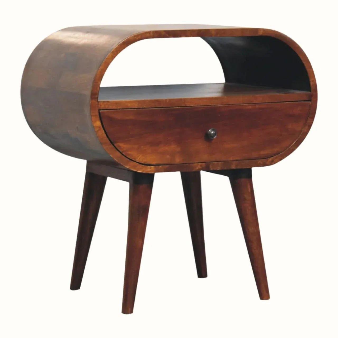 Merrill Open Bedside Table with 1 Drawer, Large - Chestnut Bedside Tables - Bokel Home