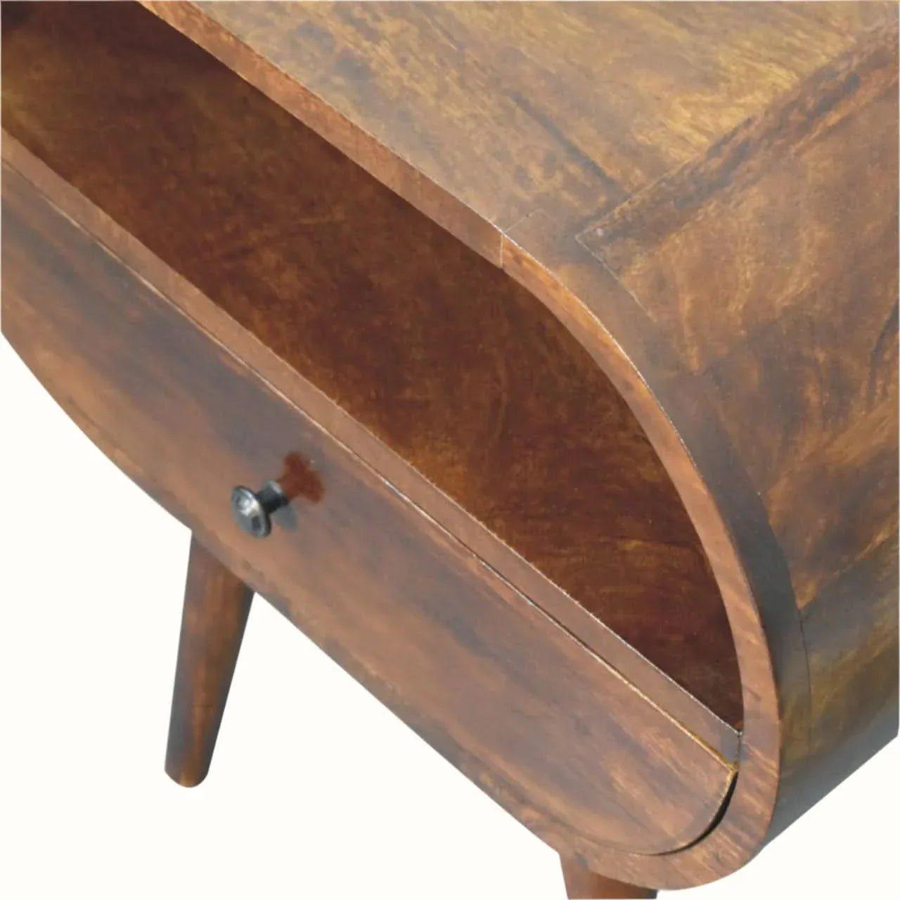 Merrill Open Bedside Table with 1 Drawer, Large - Chestnut Bedside Tables - Bokel Home