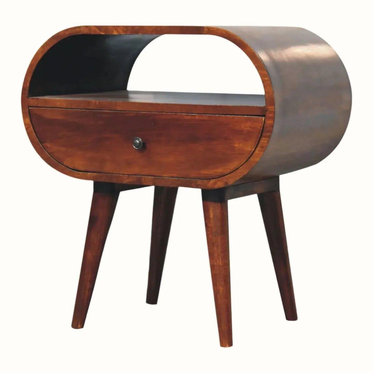Merrill Open Bedside Table with 1 Drawer, Large - Chestnut Bedside Tables - Bokel Home