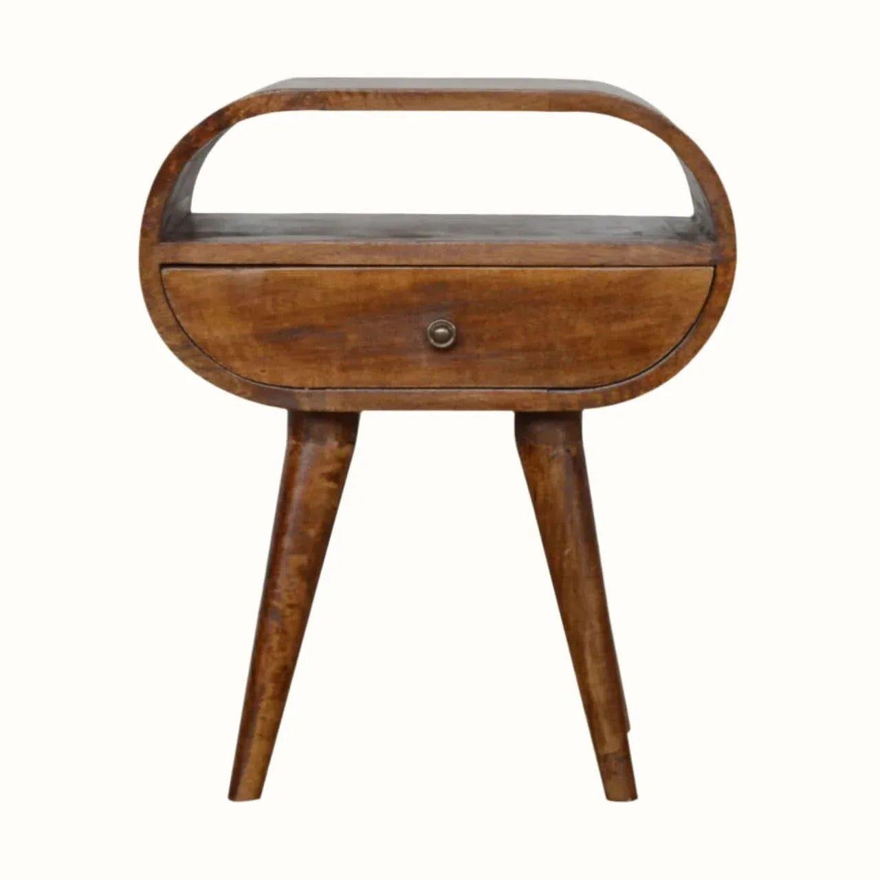 Merrill Open Bedside Table with 1 Drawer, Medium - Chestnut Bedside Tables - Bokel Home