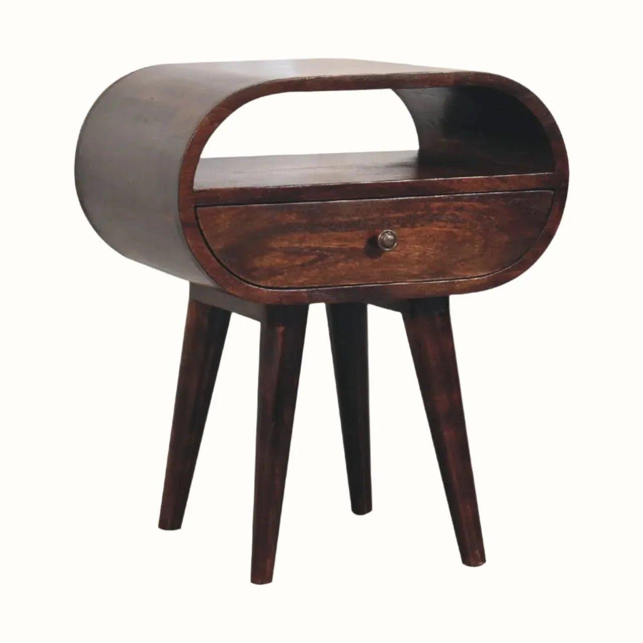 Merrill Open Bedside Table with 1 Drawer, Medium - Light Walnut Bedside Tables - Bokel Home