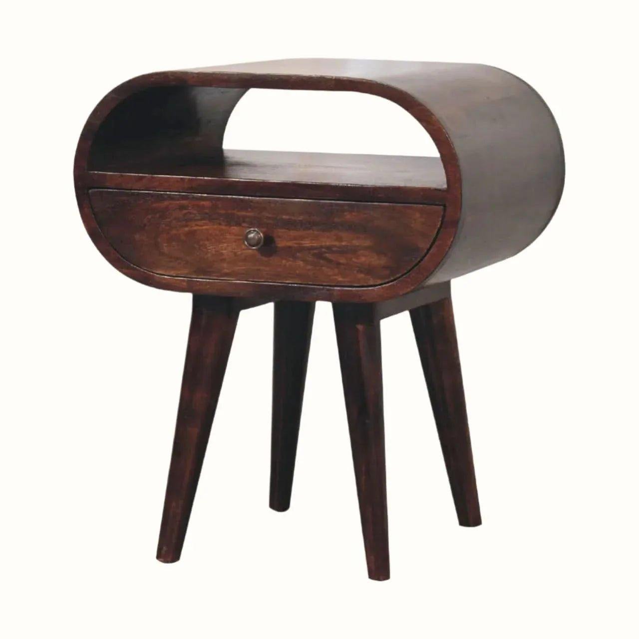 Merrill Open Bedside Table with 1 Drawer, Medium - Light Walnut Bedside Tables - Bokel Home