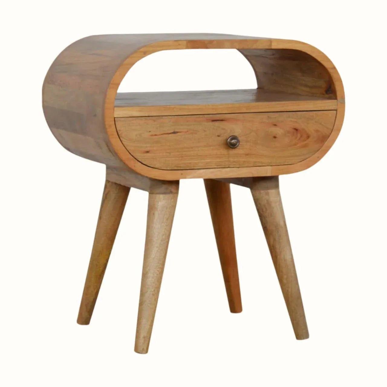 Merrill Open Bedside Table with 1 Drawer, Medium - Natural Bedside Tables - Bokel Home