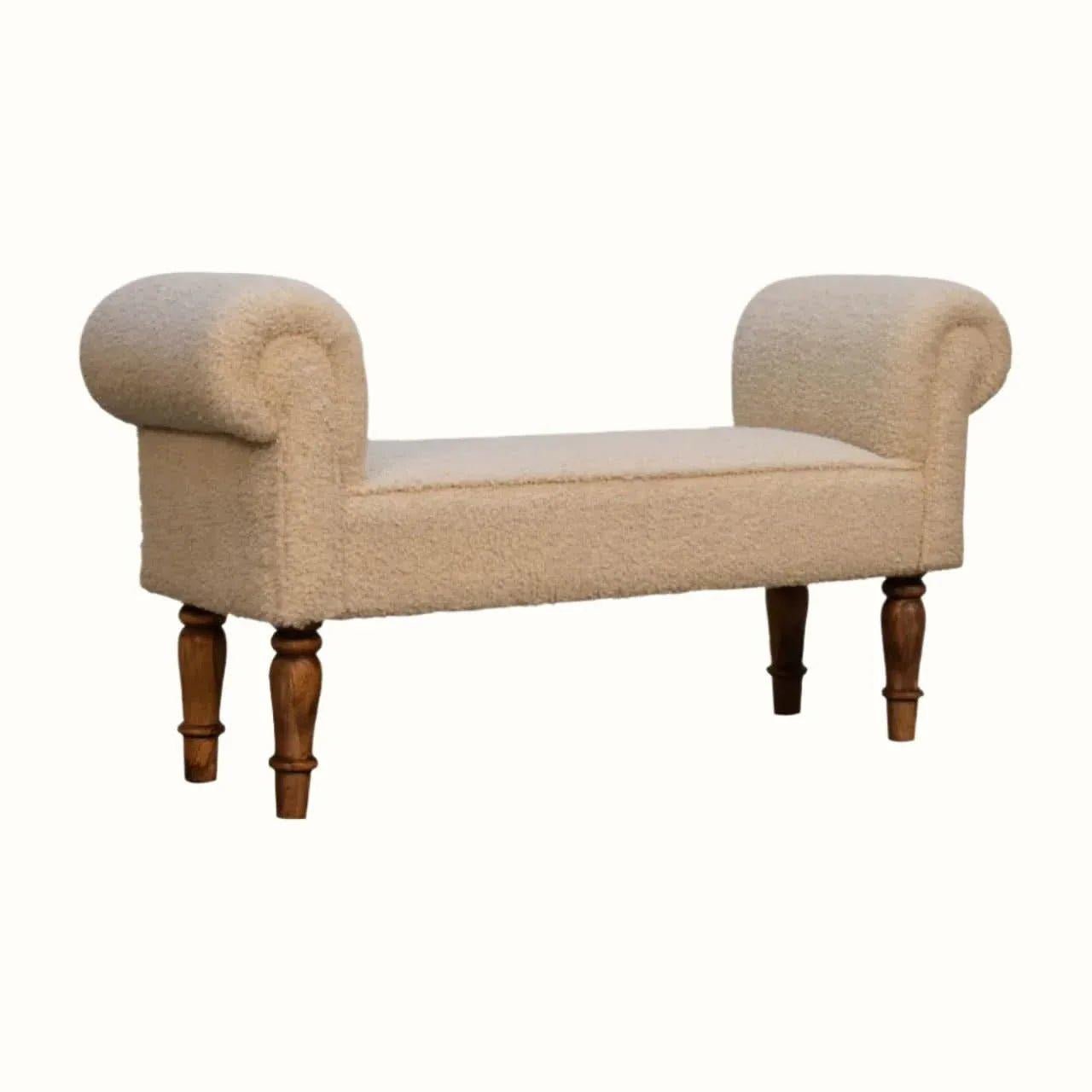 Mineo Boucle Bench - Cream/Natural Bench - Bokel Home