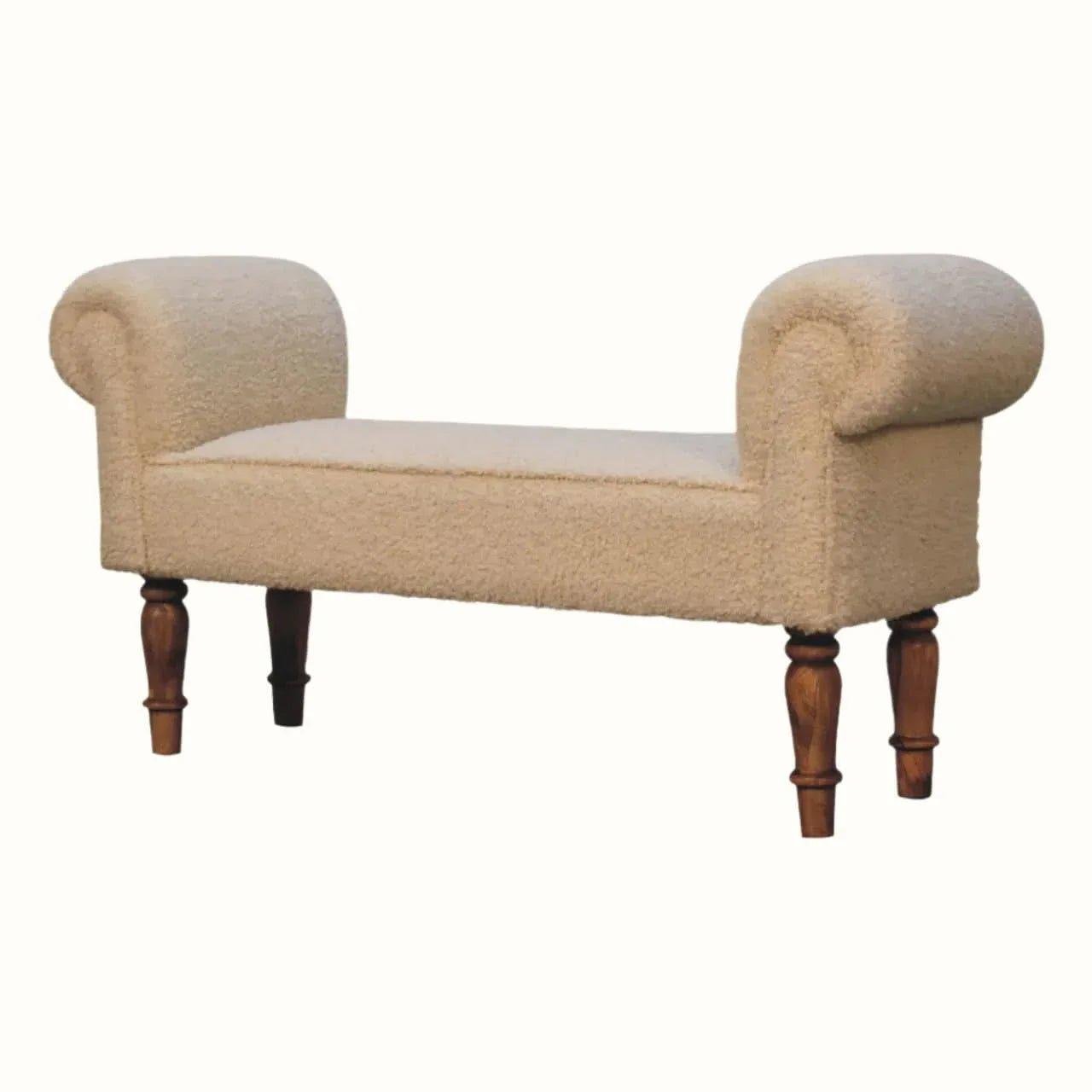 Mineo Boucle Bench - Cream/Natural Bench - Bokel Home