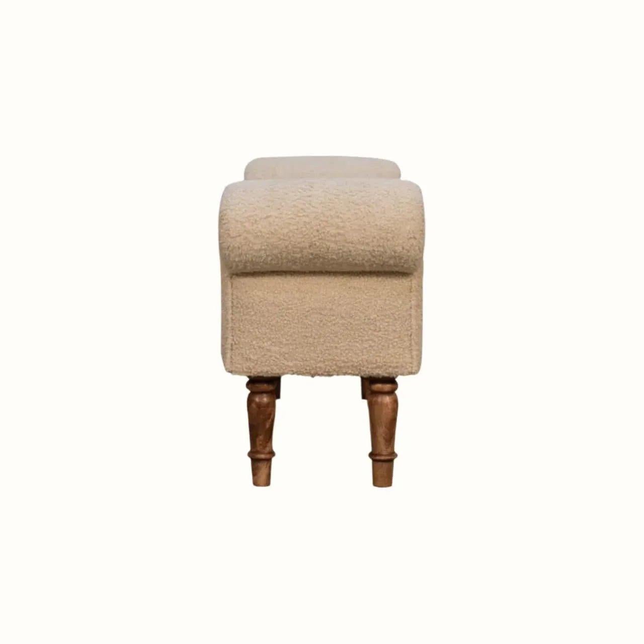 Mineo Boucle Bench - Cream/Natural Bench - Bokel Home