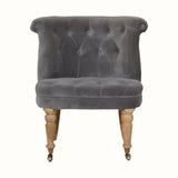 Mineo Velvet Accent Chair - Grey/Natural Accent Chairs - Bokel Home