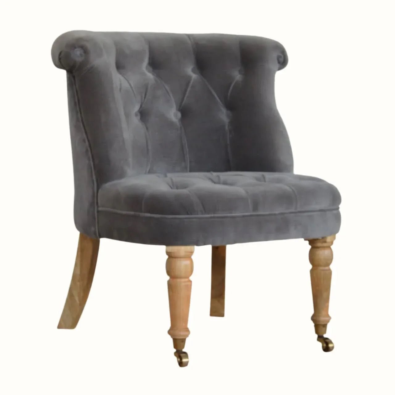 Mineo Velvet Accent Chair - Grey/Natural Accent Chairs - Bokel Home