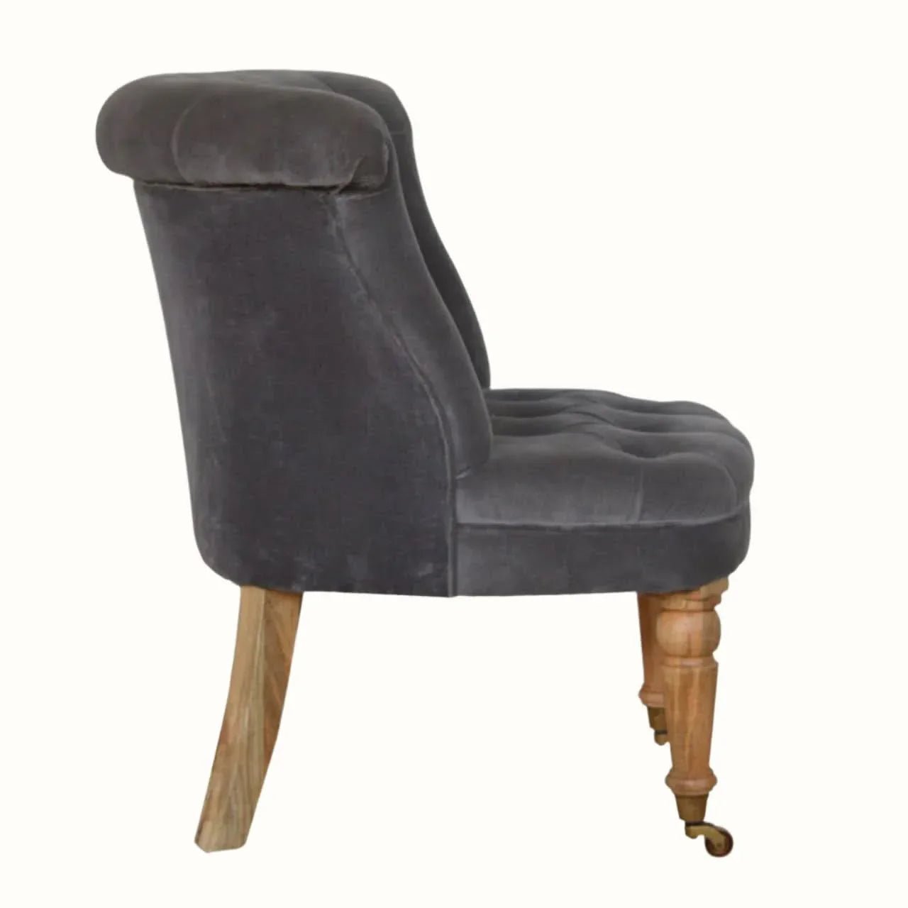 Mineo Velvet Accent Chair - Grey/Natural Accent Chairs - Bokel Home