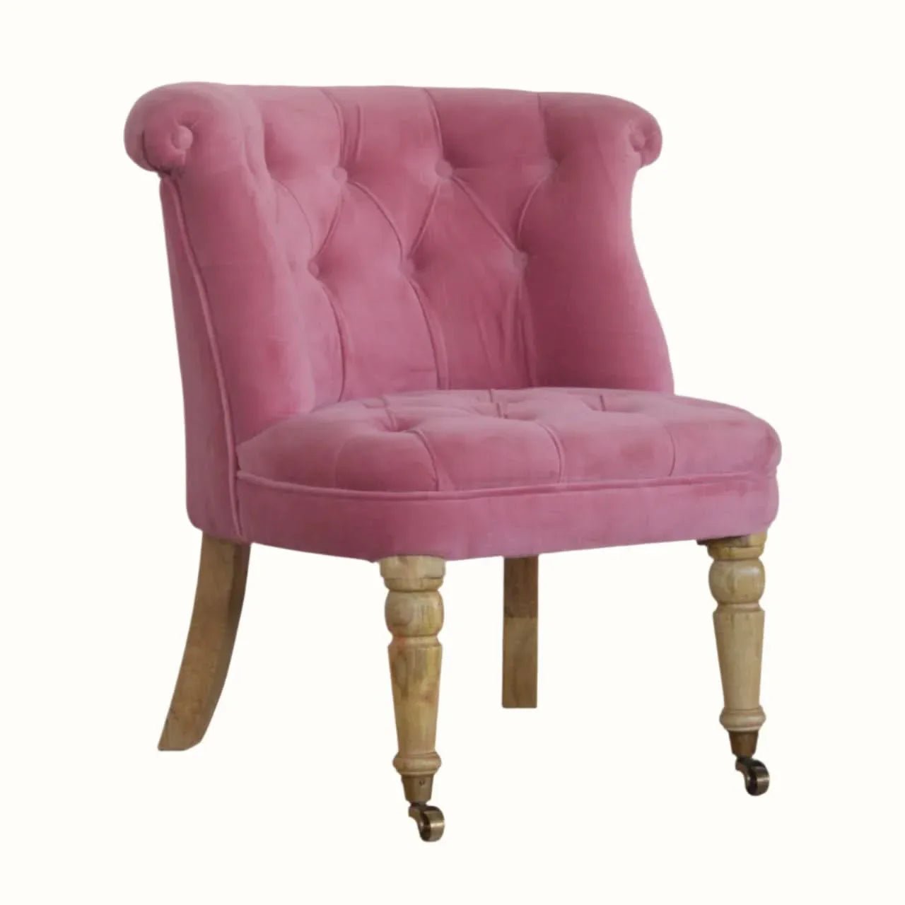 Mineo Velvet Accent Chair - Pink/Natural Accent Chairs - Bokel Home