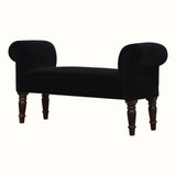 Mineo Velvet Bench - Black/Walnut Bench - Bokel Home
