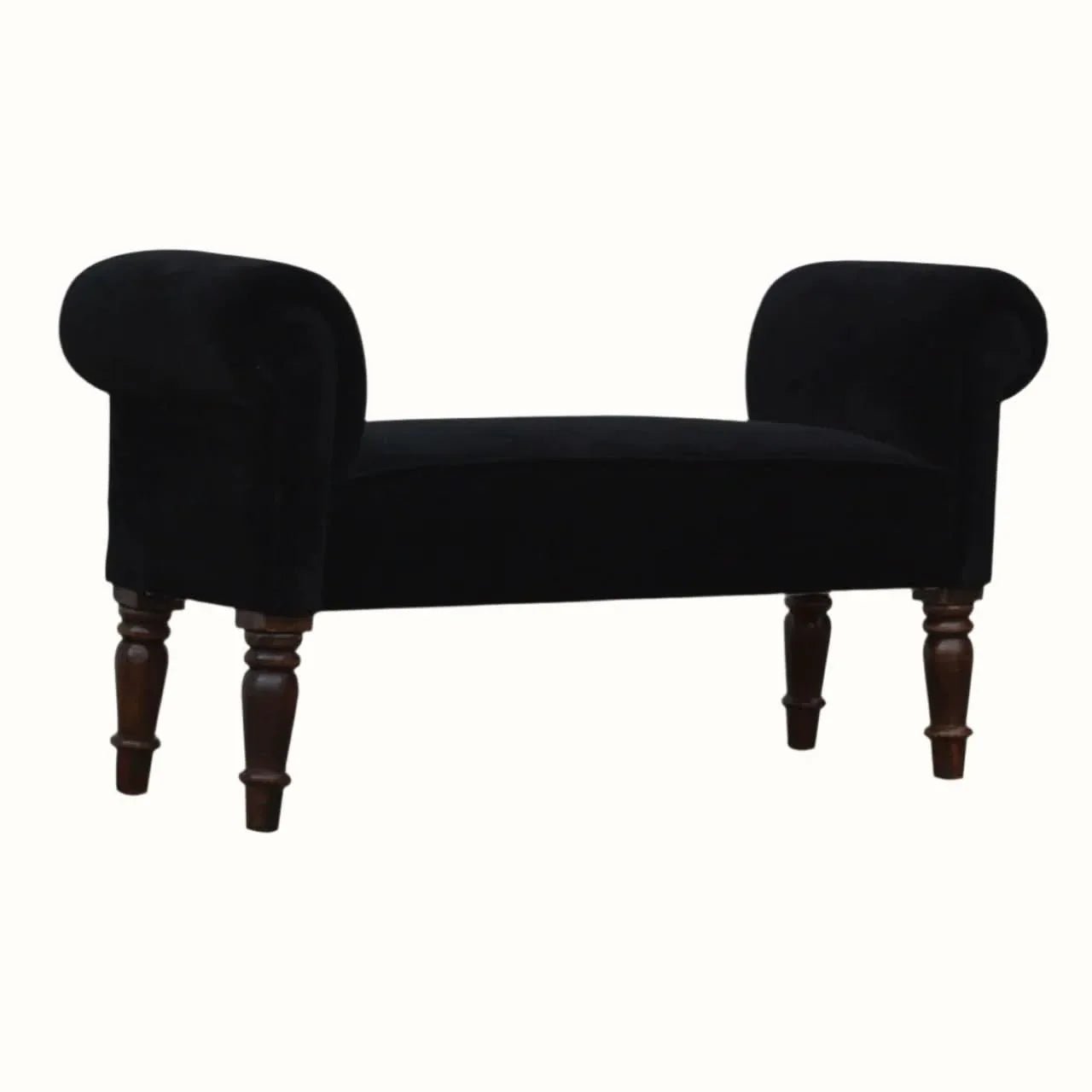 Mineo Velvet Bench - Black/Walnut Bench - Bokel Home