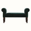 Mineo Velvet Bench - Forest Green/Walnut Bench - Bokel Home