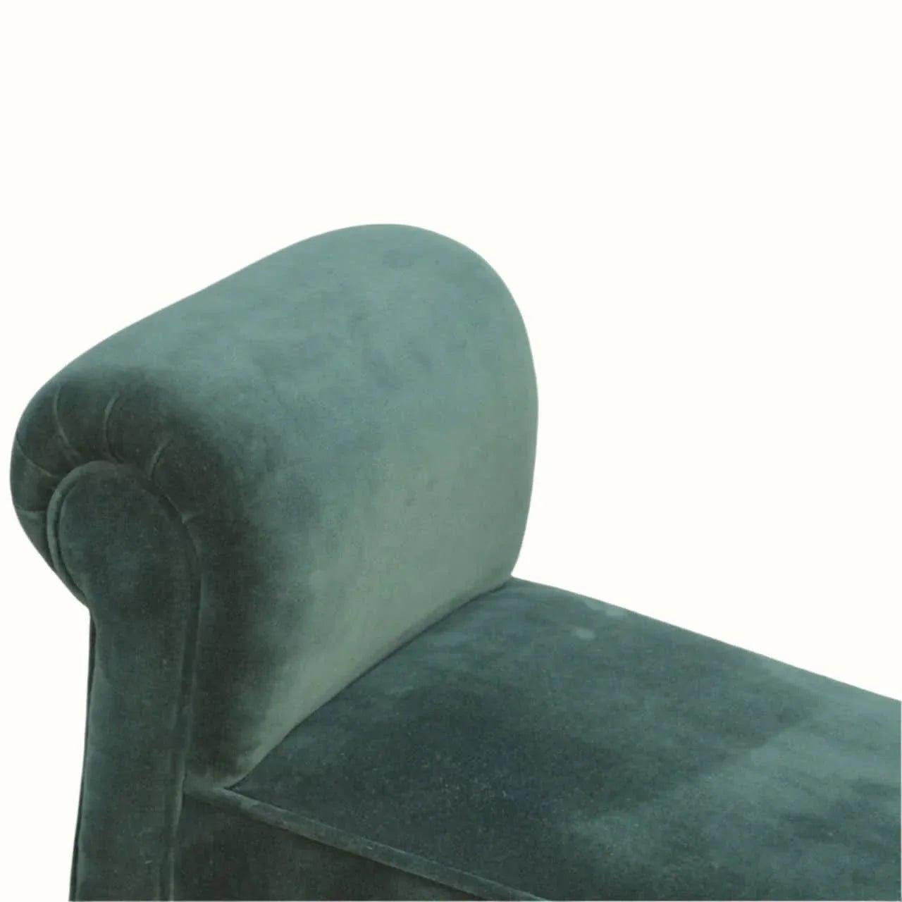 Mineo Velvet Bench - Forest Green/Walnut Bench - Bokel Home