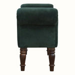 Mineo Velvet Bench - Forest Green/Walnut Bench - Bokel Home
