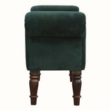 Mineo Velvet Bench - Forest Green/Walnut Bench - Bokel Home